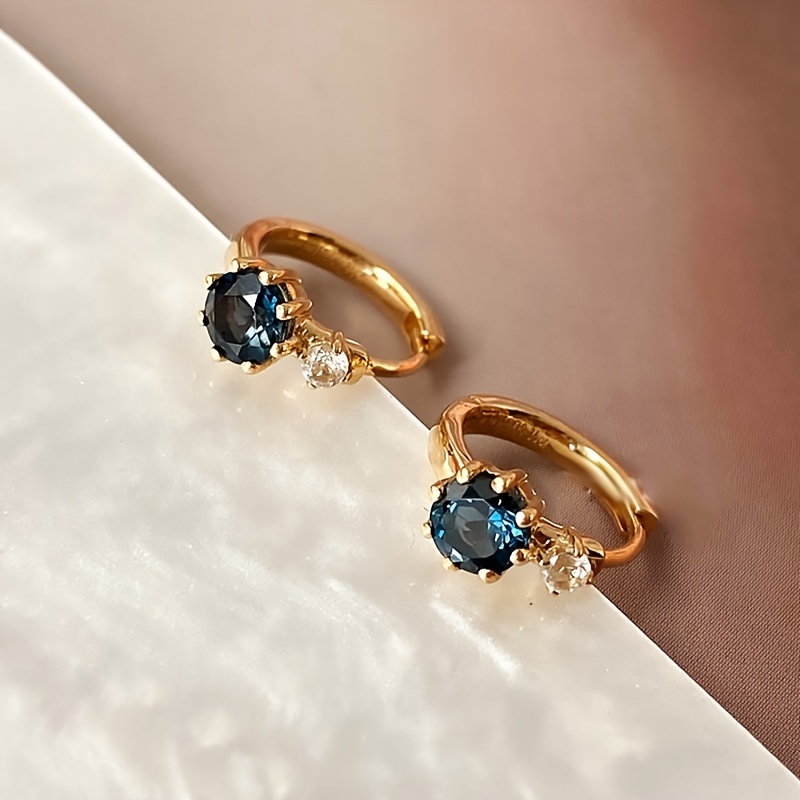 Mini Blue Imitation Synthetic Cubic Zirconia Earrings